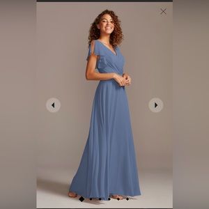 David’s Bridal Flutter Sleeve Full Skirt Bridesmaid Dress